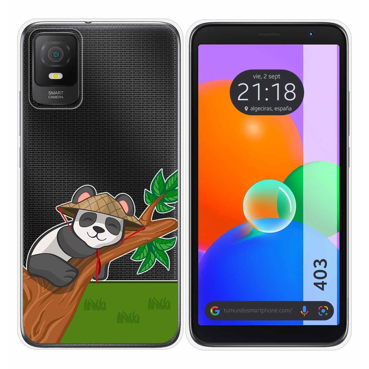 Funda Silicona Transparente para TCL 403 diseño Panda Dibujos