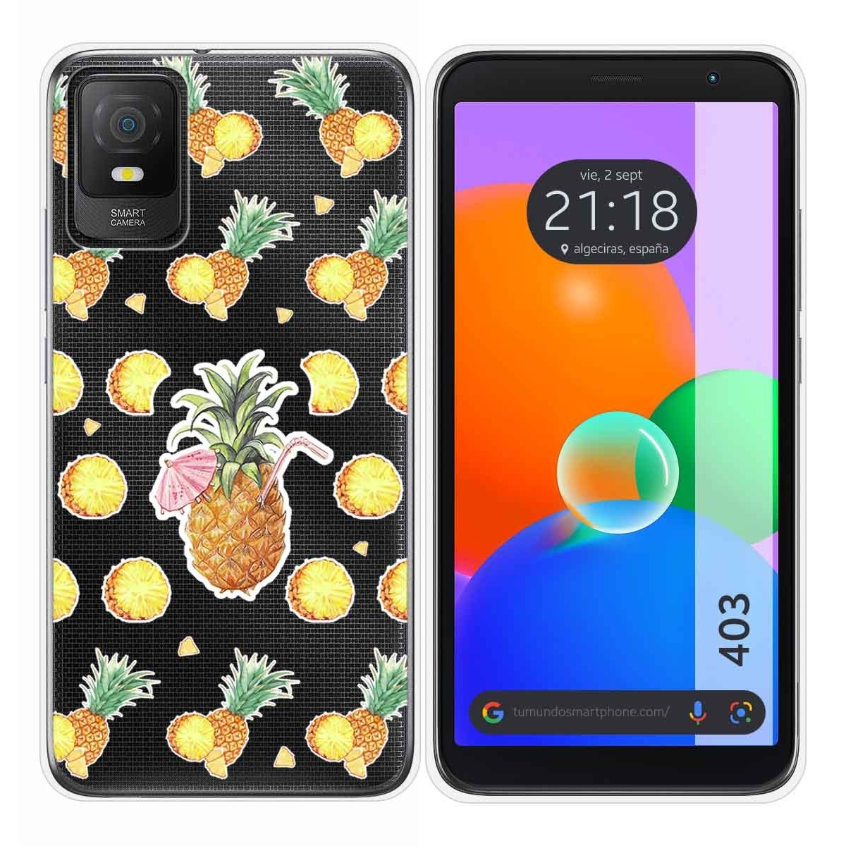 Funda Silicona Transparente para TCL 403 diseño Piña Dibujos