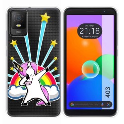 Funda Silicona Transparente para TCL 403 diseño Unicornio Dibujos