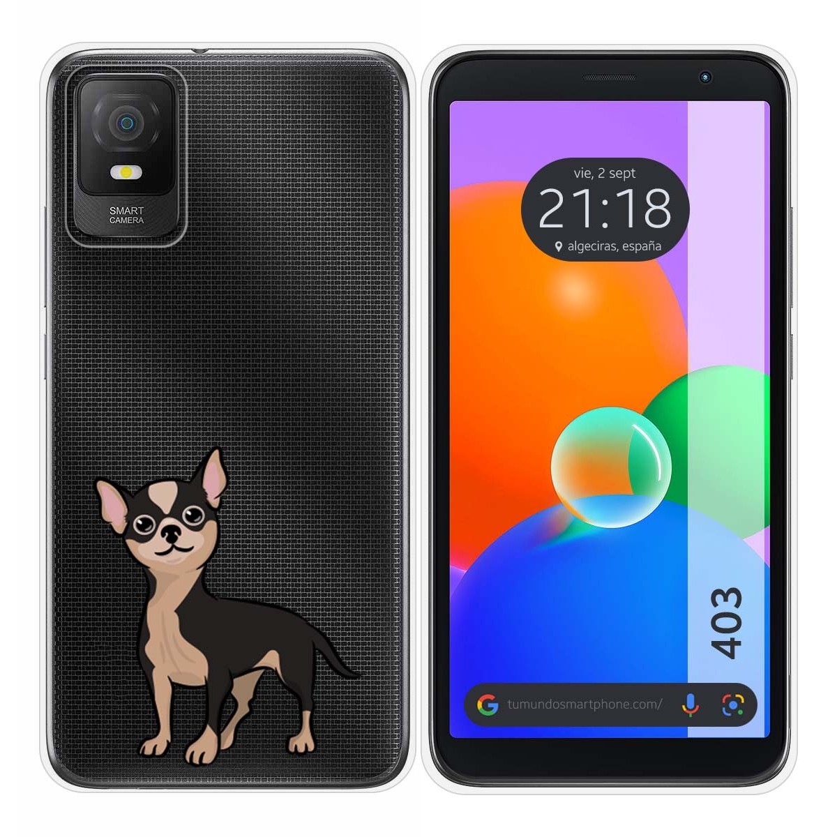 Funda Silicona Transparente para TCL 403 diseño Perros 05 Dibujos