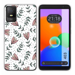 Funda Silicona Transparente para TCL 403 diseño Flores 01 Dibujos