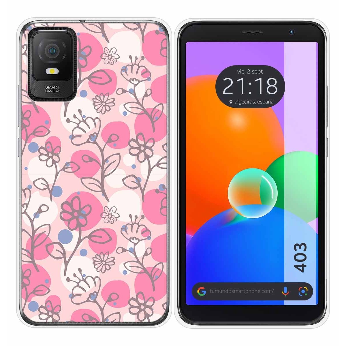 Funda Silicona Transparente para TCL 403 diseño Flores 07 Dibujos