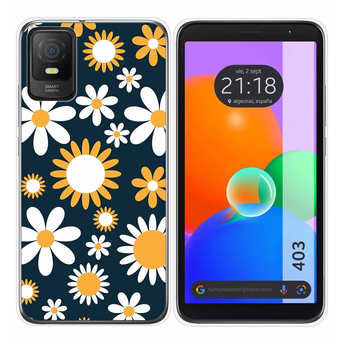 Funda Silicona Transparente para TCL 403 diseño Flores 08 Dibujos