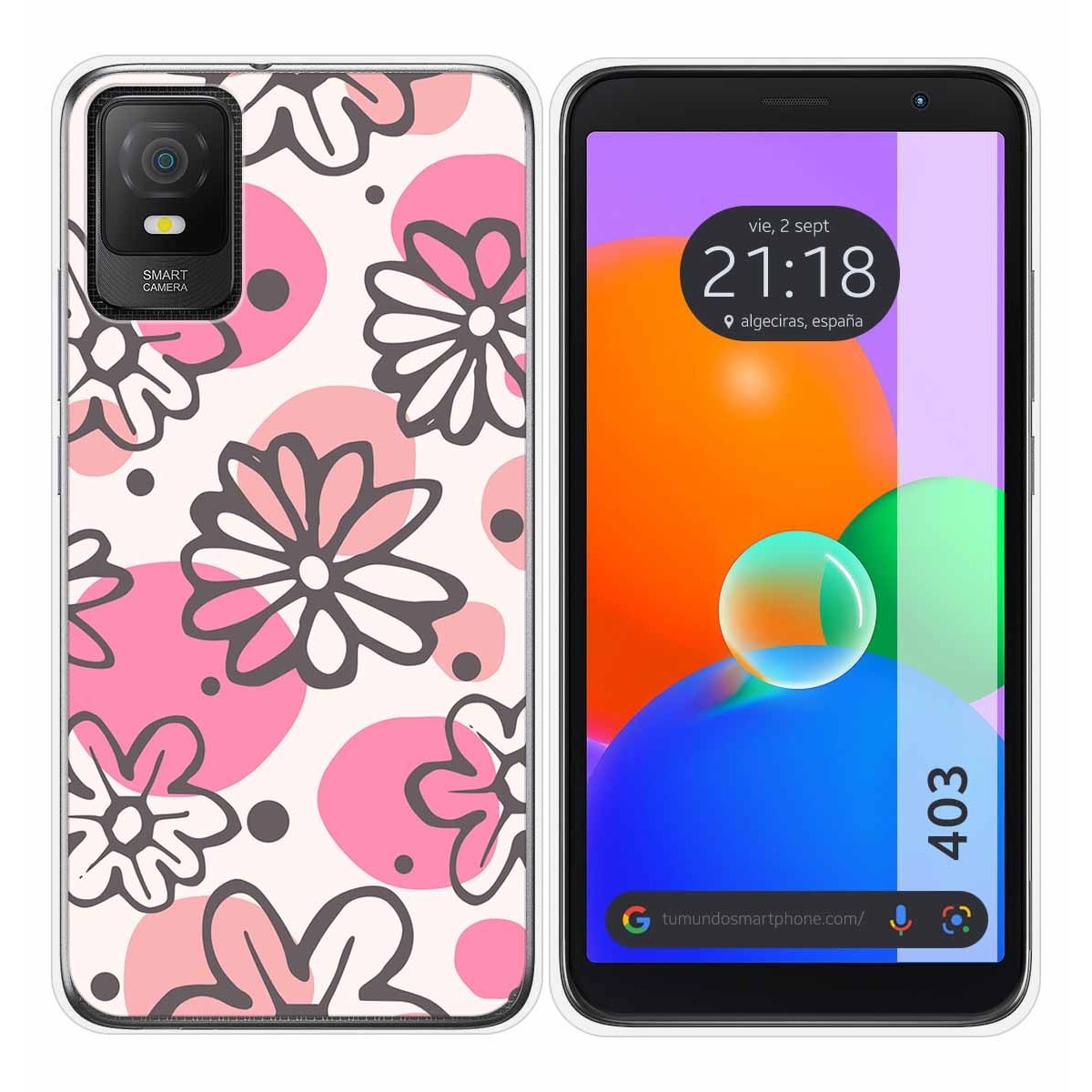 Funda Silicona Transparente para TCL 403 diseño Flores 09 Dibujos