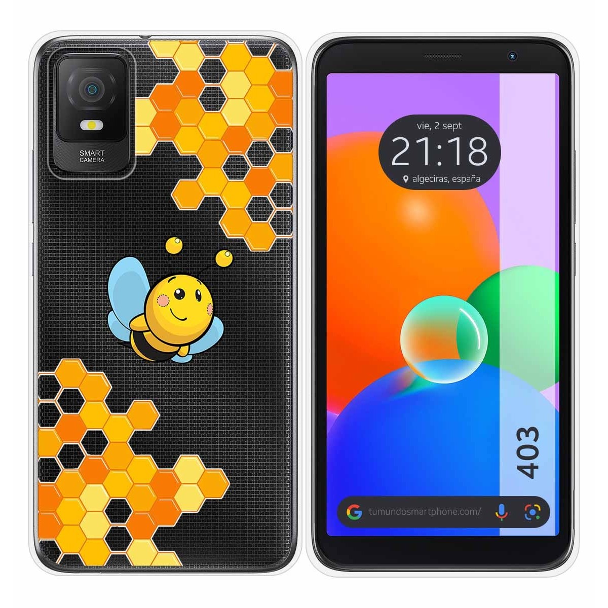 Funda Silicona Transparente para TCL 403 diseño Abeja Dibujos