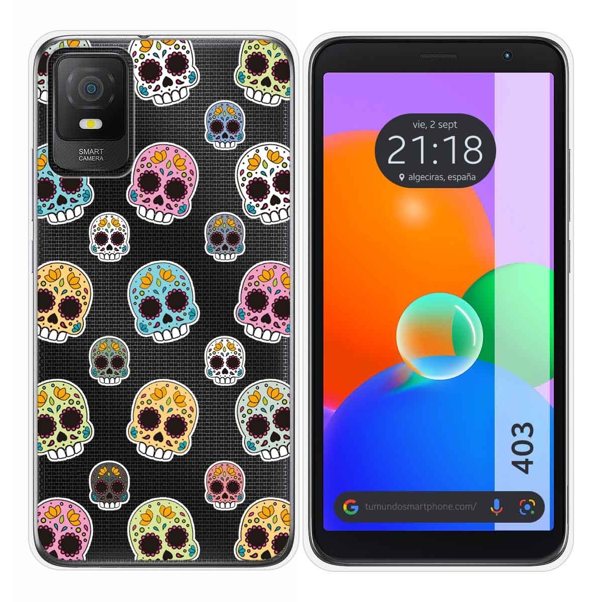 Funda Silicona Transparente para TCL 403 diseño Catrina Dibujos