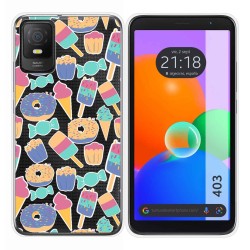 Funda Silicona Transparente para TCL 403 diseño Dulces 02 Dibujos