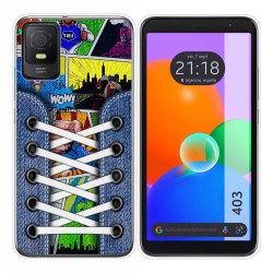 Funda Silicona Transparente para TCL 403 diseño Zapatillas 14 Dibujos