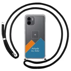 Personaliza tu Funda Colgante Transparente para Xiaomi Redmi A2 con Cordon Negro Dibujo Personalizada