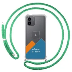 Personaliza tu Funda Colgante Transparente para Xiaomi Redmi A2 con Cordon Verde Agua Dibujo Personalizada