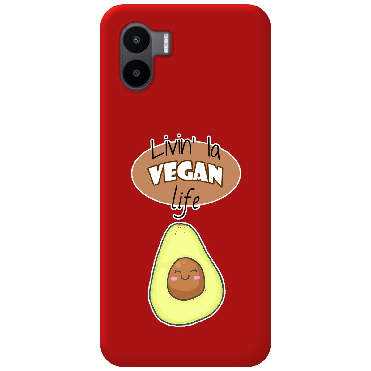 Funda Silicona Líquida Roja compatible con Xiaomi Redmi A2 diseño Vegan Life Dibujos