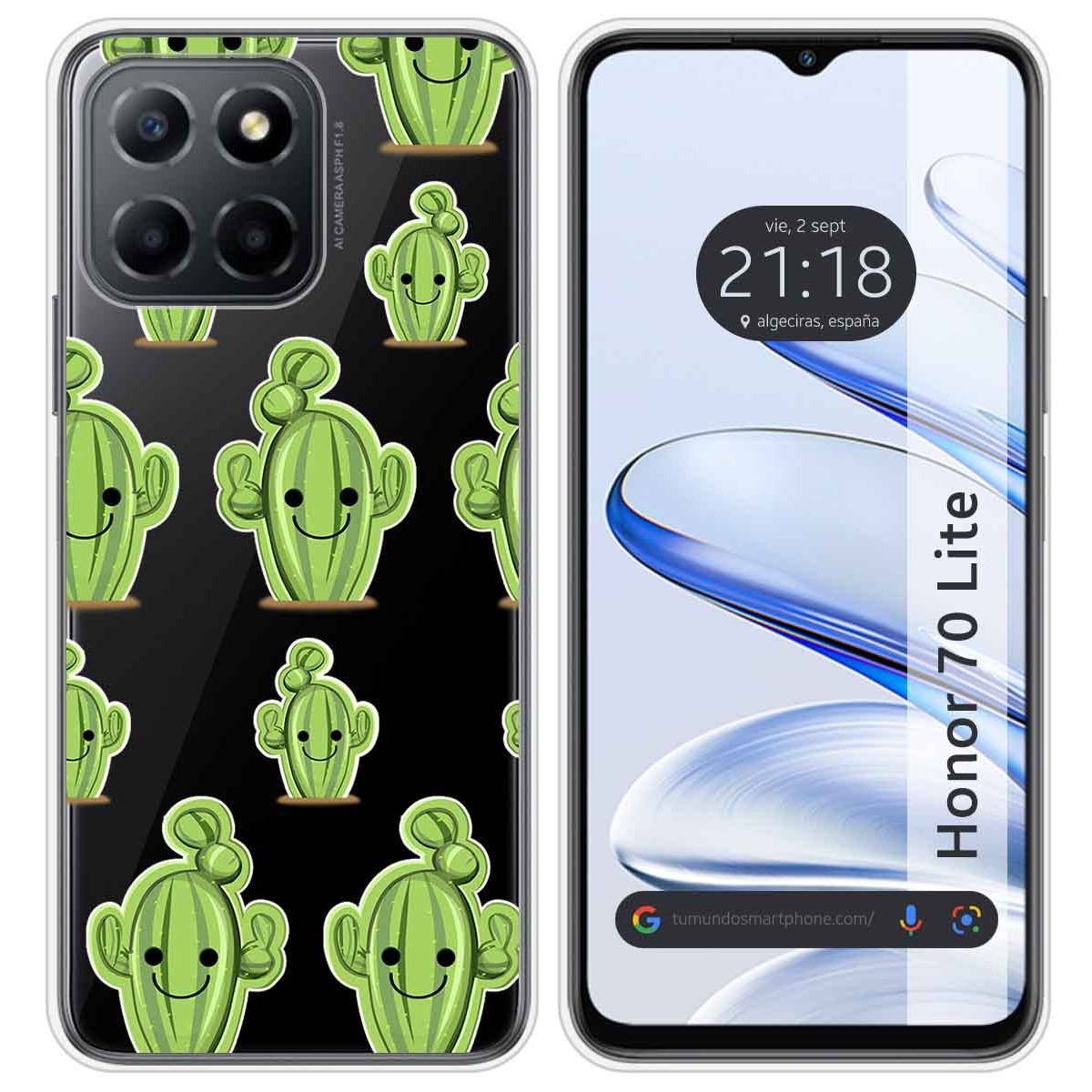 Huawei Honor 70 Lite 5G Funda Gel Tpu Silicona transparente dibujo  Cactus