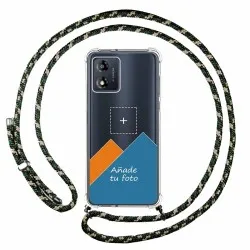 Personaliza tu Funda Colgante Transparente para Motorola Moto E13 con Cordon Verde / Dorado Dibujo Personalizada