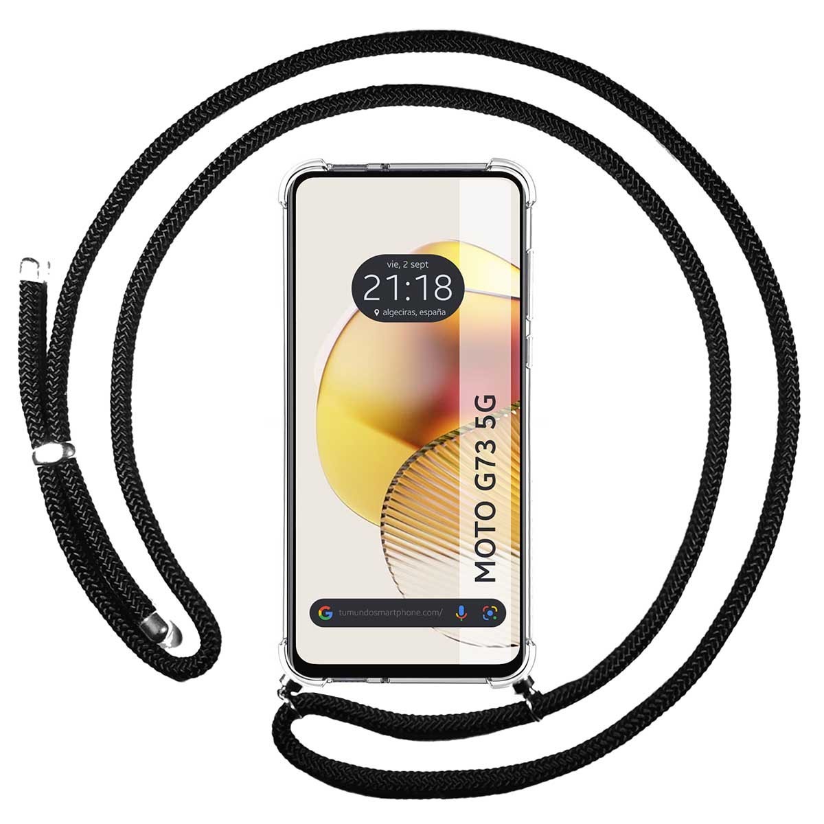 Motorola Moto G73 5G Funda Colgante transparente con cordón color