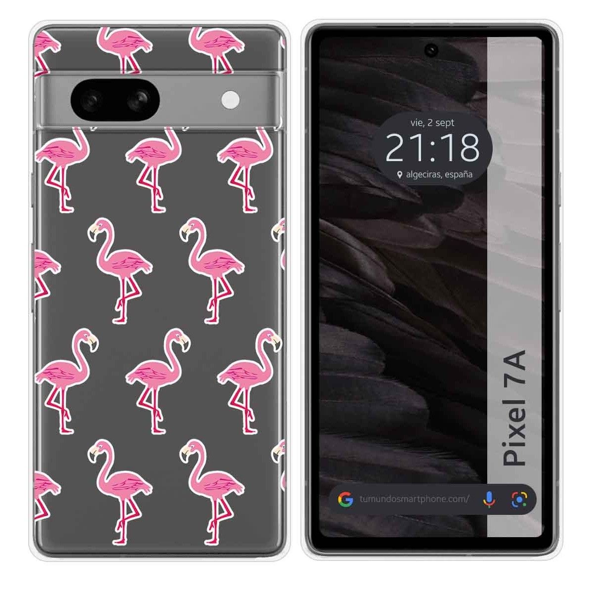 Funda Silicona Transparente para Google Pixel 7a 5G diseño Flamenco Dibujos