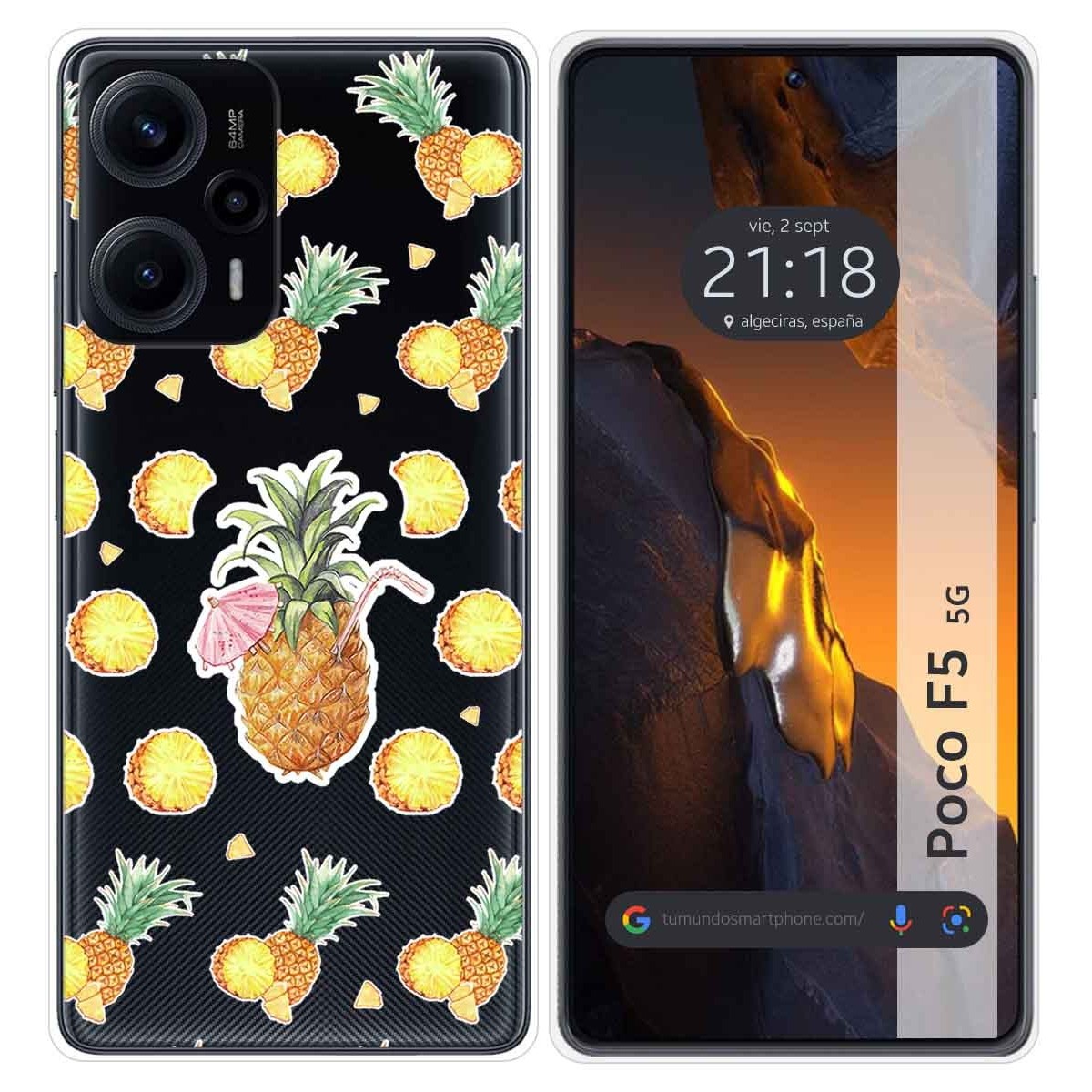 Funda Silicona Transparente para Xiaomi Poco F5 5G diseño Piña Dibujos