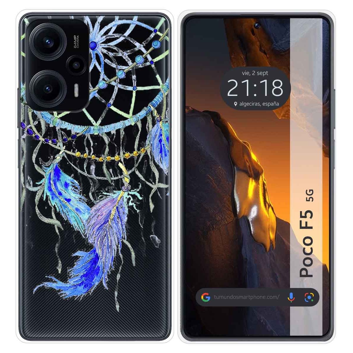 Funda Silicona Transparente para Xiaomi Poco F5 5G diseño Plumas Dibujos