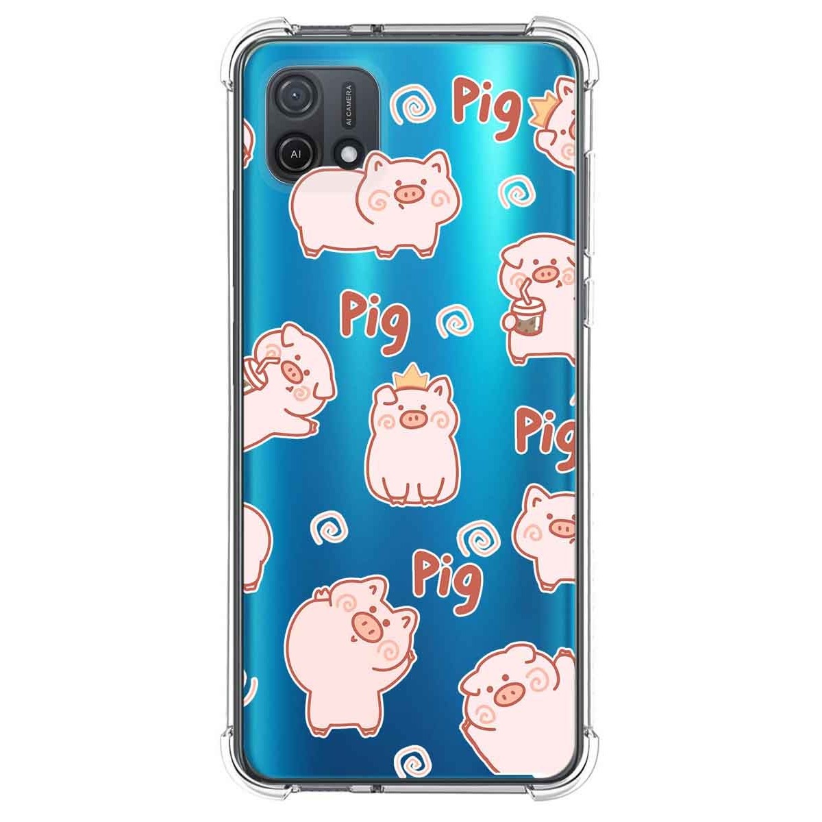 Funda Silicona Antigolpes para Oppo A16K diseño Cerdos Dibujos