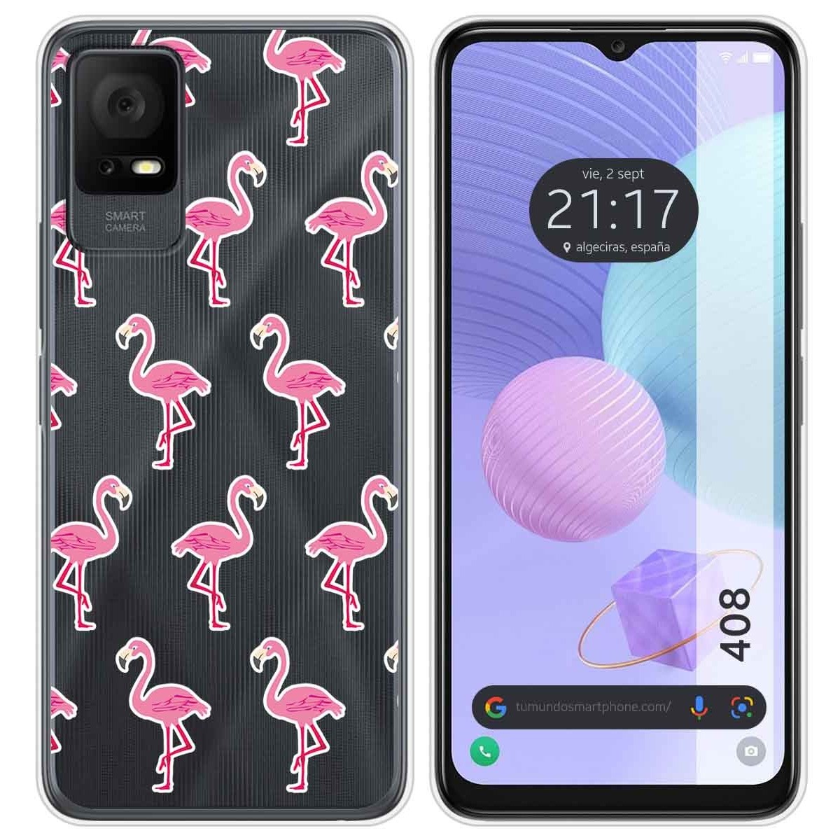 Funda Silicona Transparente para TCL 408 diseño Flamenco Dibujos