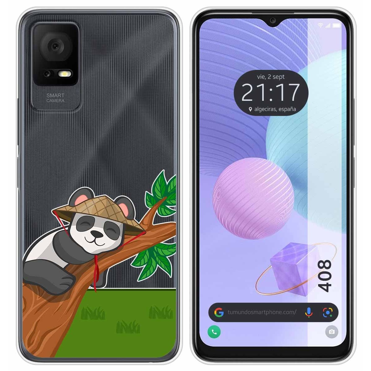 Funda Silicona Transparente para TCL 408 diseño Panda Dibujos