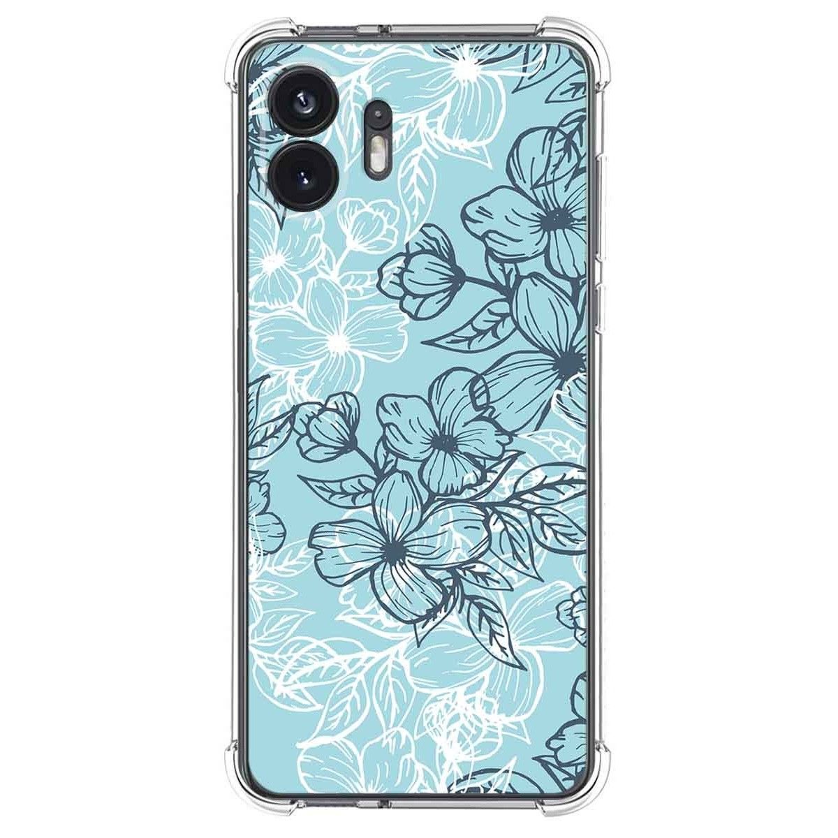 Nothing Phone 2 5G Funda Gel Tpu Silicona transparente dibujo Flores  02