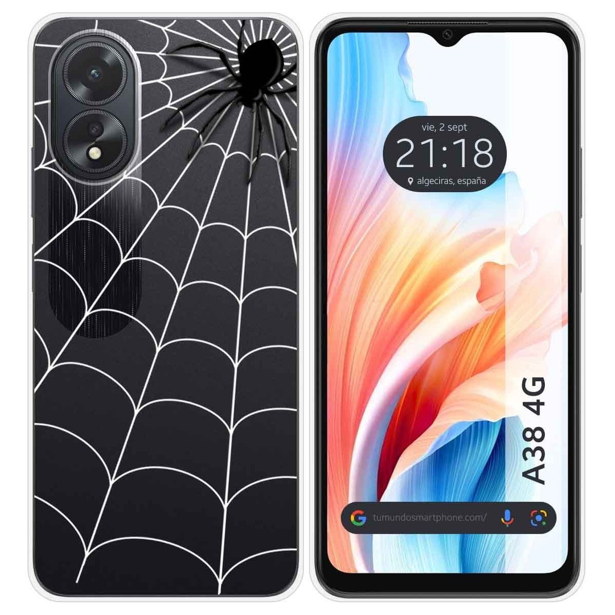 Funda Silicona Transparente para Oppo A38 4G diseño Araña Dibujos