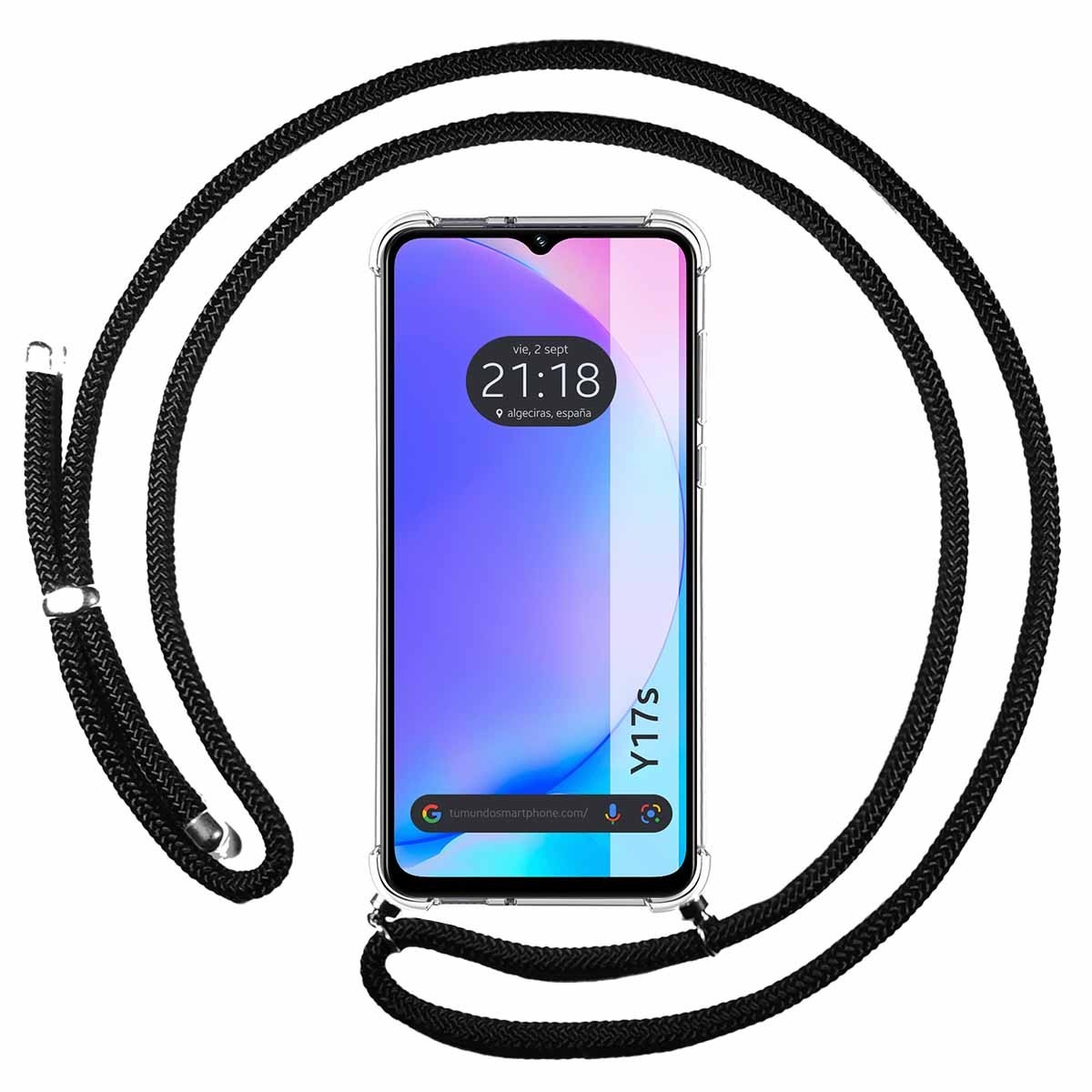 Funda Colgante Transparente para Vivo Y17s con Cordon Negro