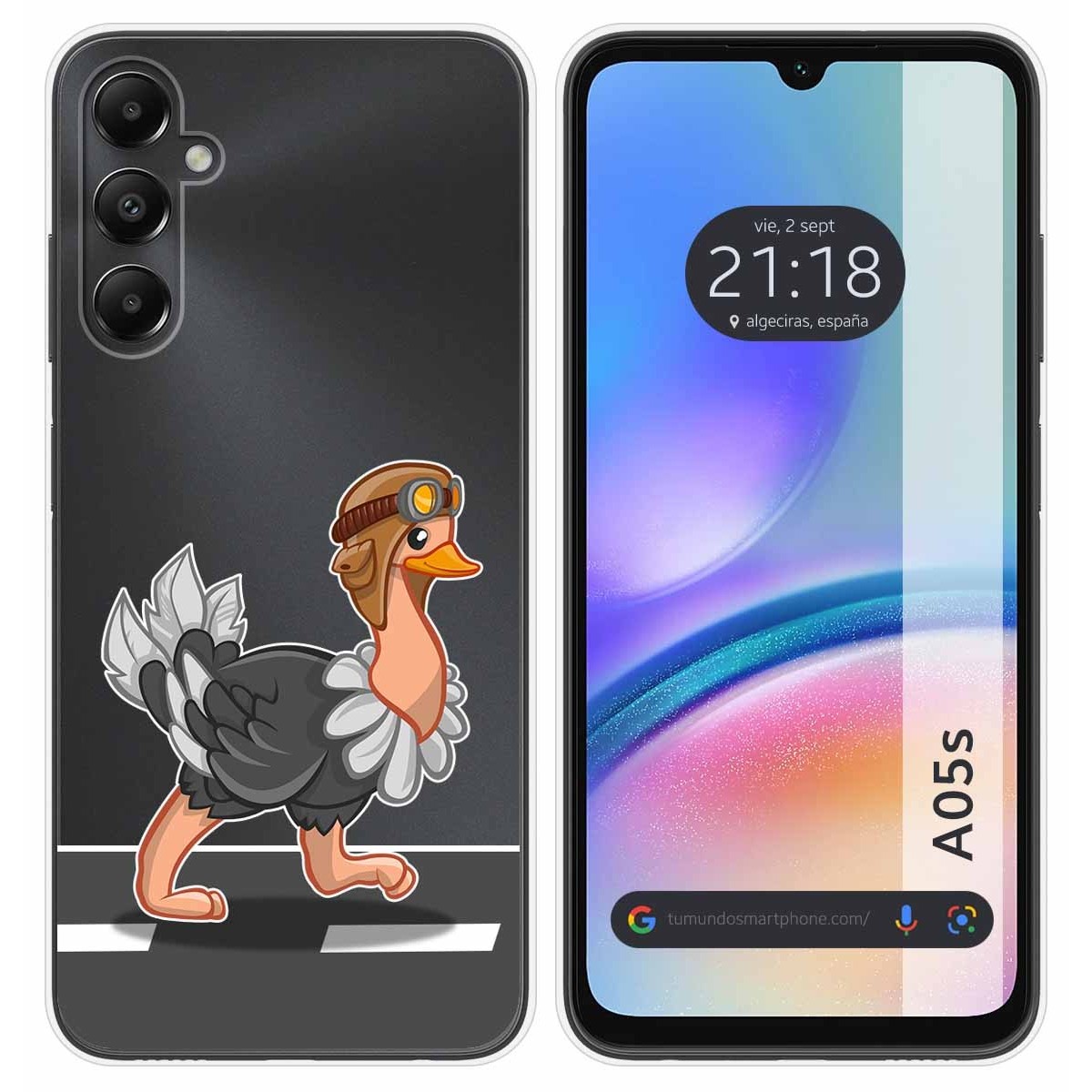 Funda Silicona Transparente para Samsung Galaxy A05s diseño Avestruz Dibujos