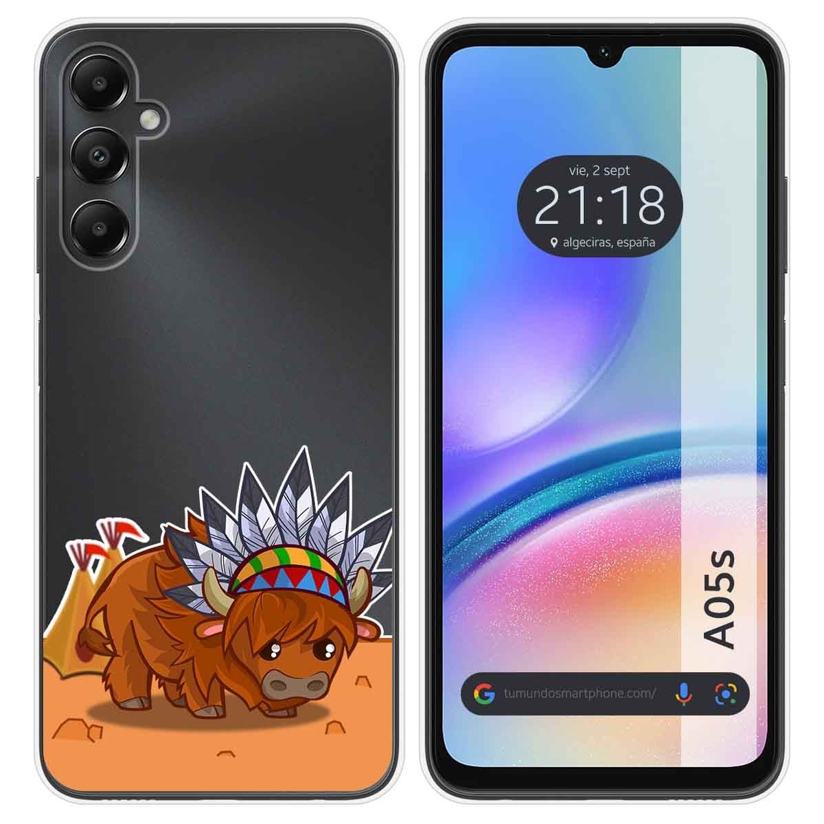 Funda Silicona Transparente para Samsung Galaxy A05s diseño Bufalo Dibujos