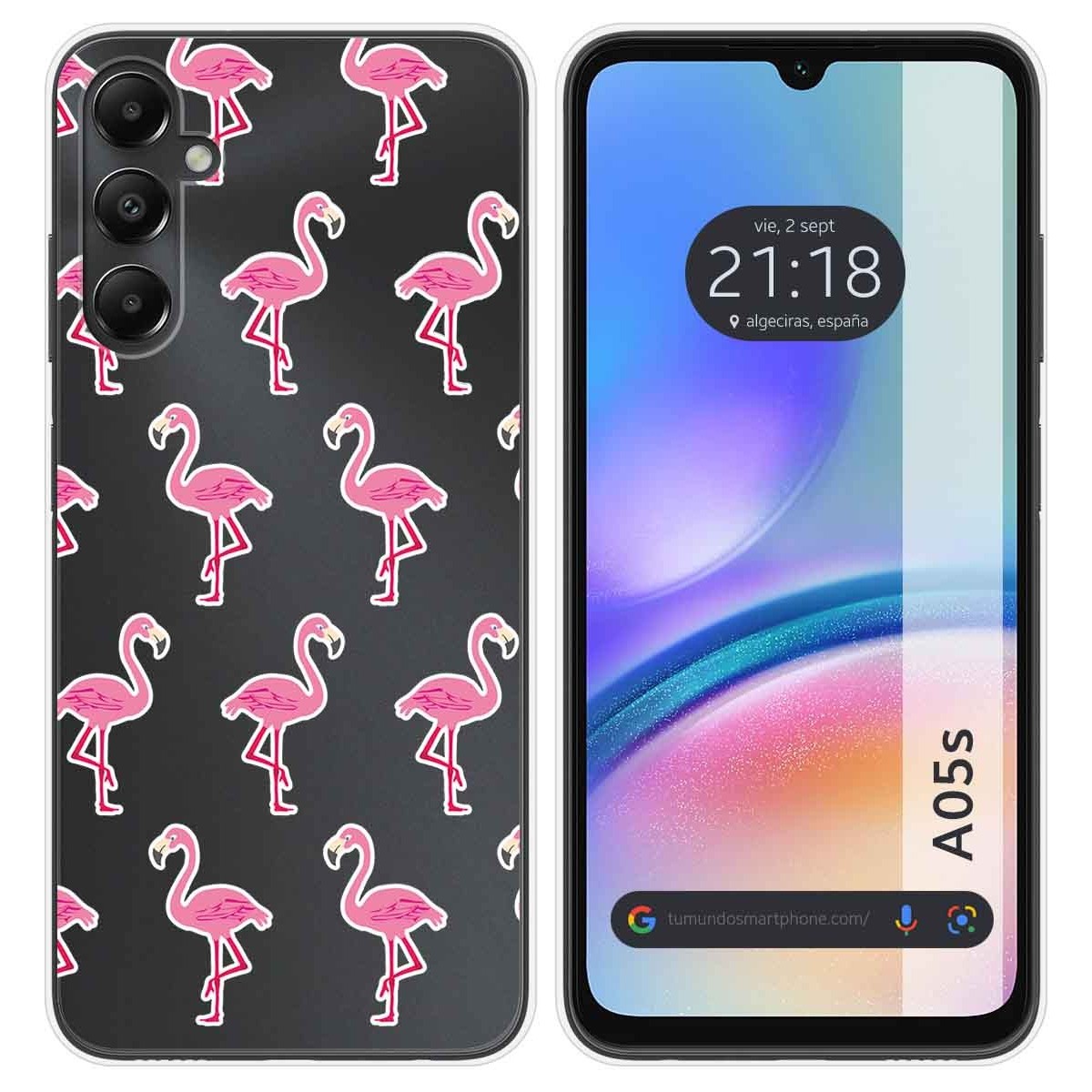 Funda Silicona Transparente para Samsung Galaxy A05s diseño Flamenco Dibujos