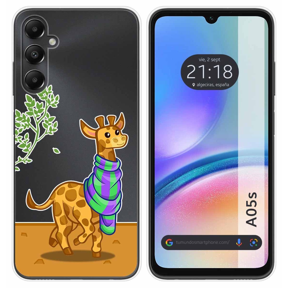 Funda Silicona Transparente para Samsung Galaxy A05s diseño Jirafa Dibujos