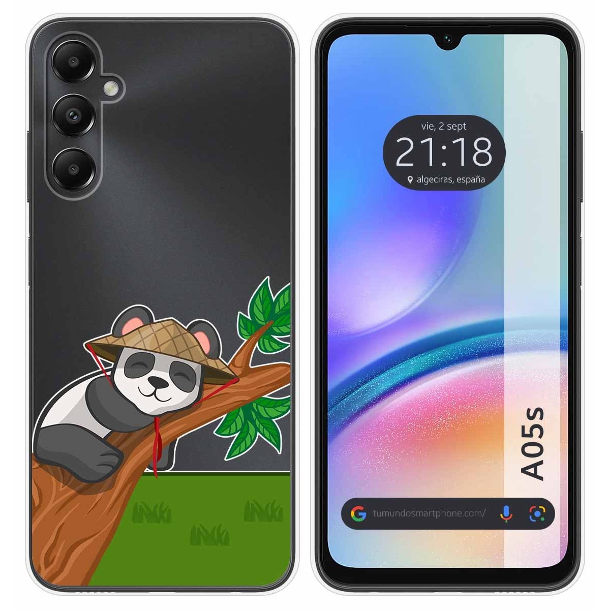 Funda Silicona Transparente para Samsung Galaxy A05s diseño Panda Dibujos