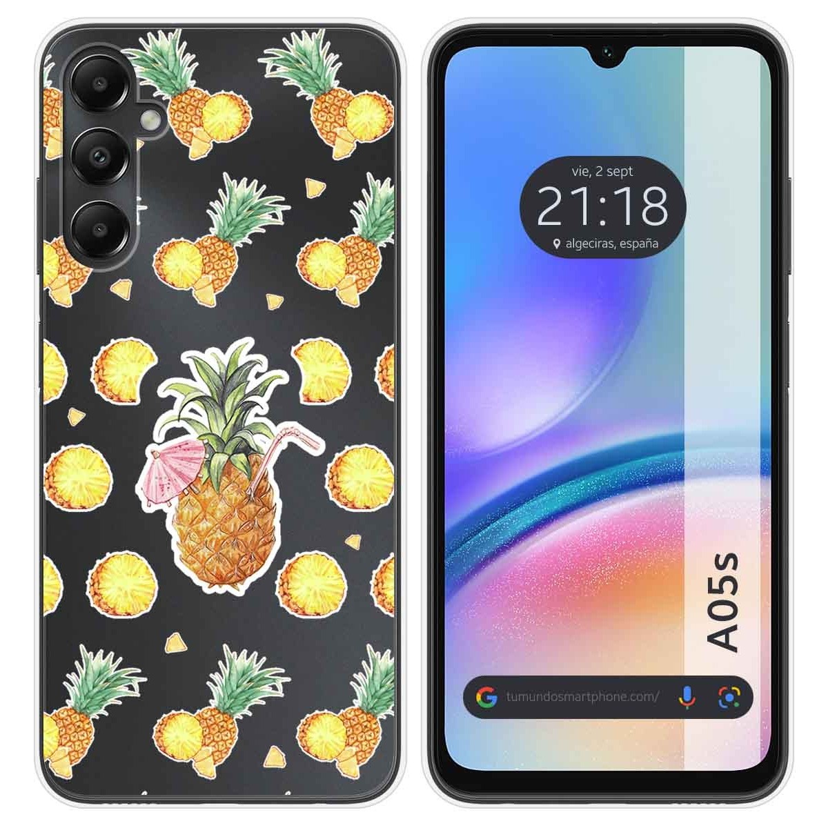 Funda Silicona Transparente para Samsung Galaxy A05s diseño Piña Dibujos