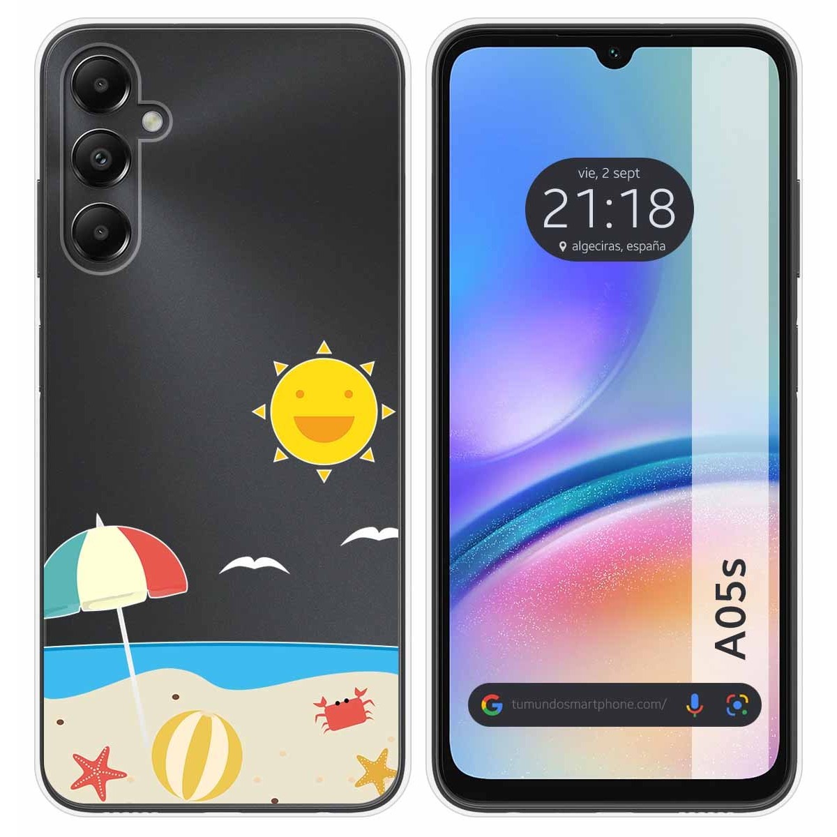 Funda Silicona Transparente para Samsung Galaxy A05s diseño Playa Dibujos