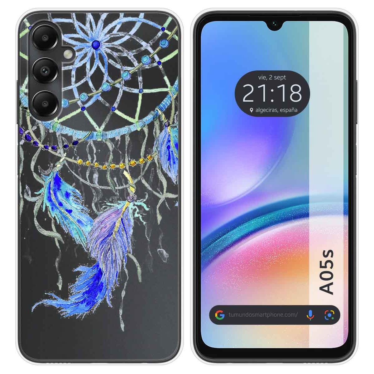 Funda Silicona Transparente para Samsung Galaxy A05s diseño Plumas Dibujos