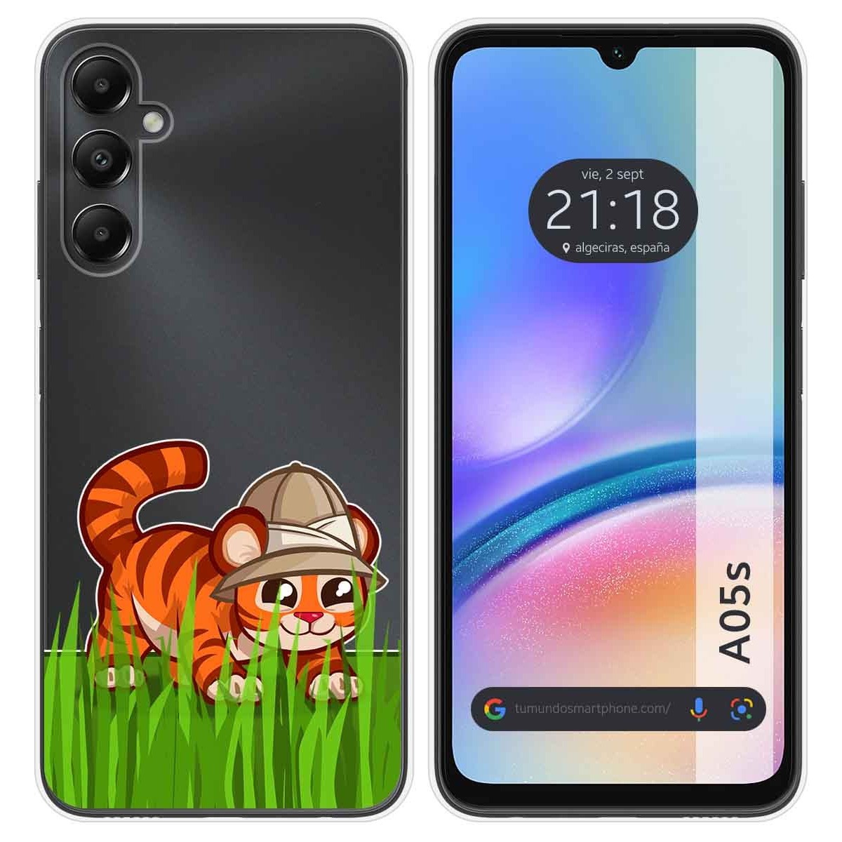 Funda Silicona Transparente para Samsung Galaxy A05s diseño Tigre Dibujos