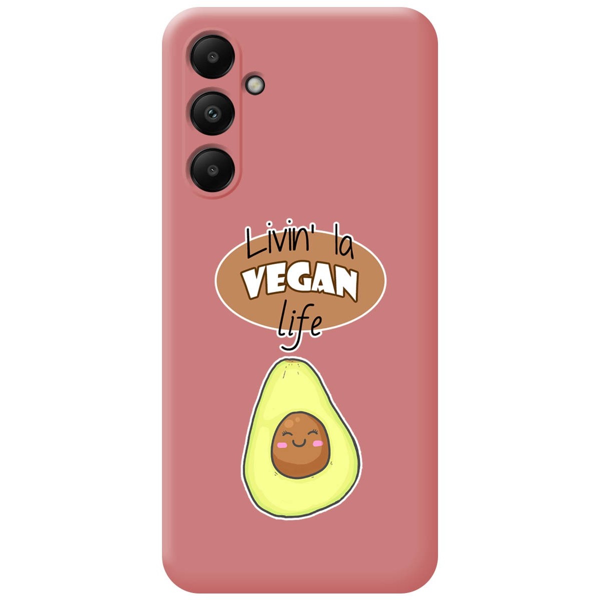 Funda Silicona Líquida Rosa para Samsung Galaxy A05s diseño Vegan Life Dibujos