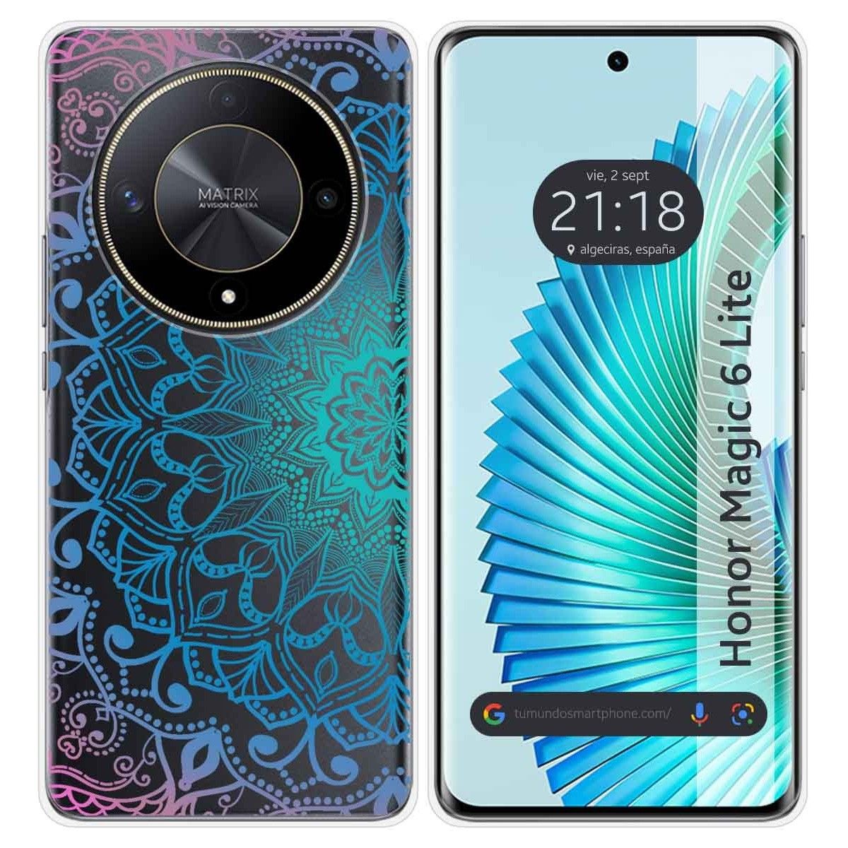 Funda Silicona Transparente para Huawei Honor Magic 6 Lite 5G diseño Mandala Dibujos