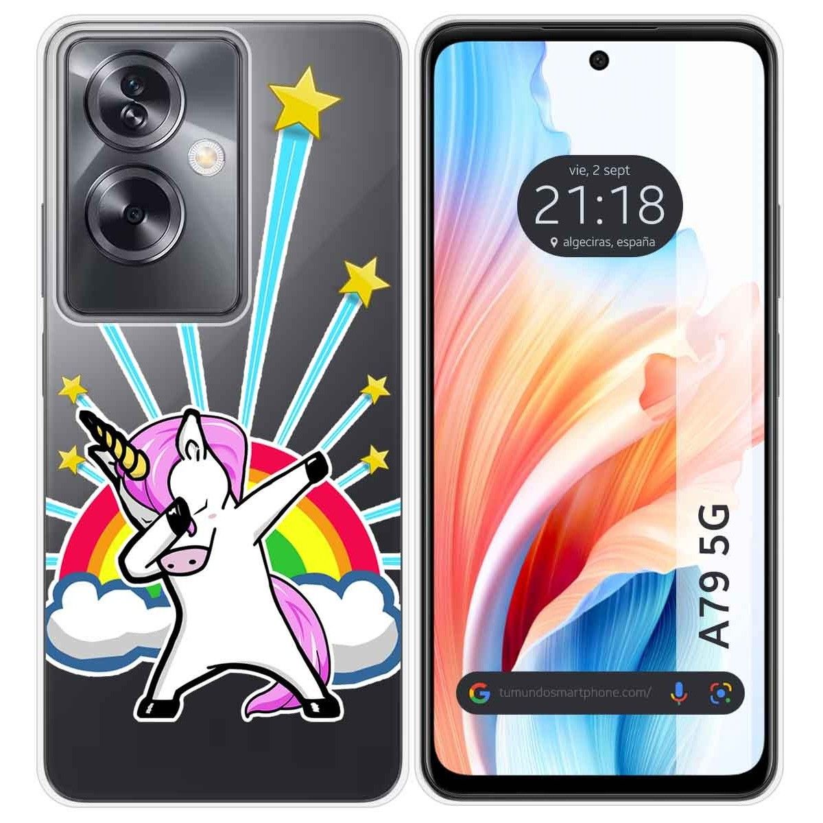 Funda Silicona Transparente para Oppo A79 5G diseño Unicornio Dibujos