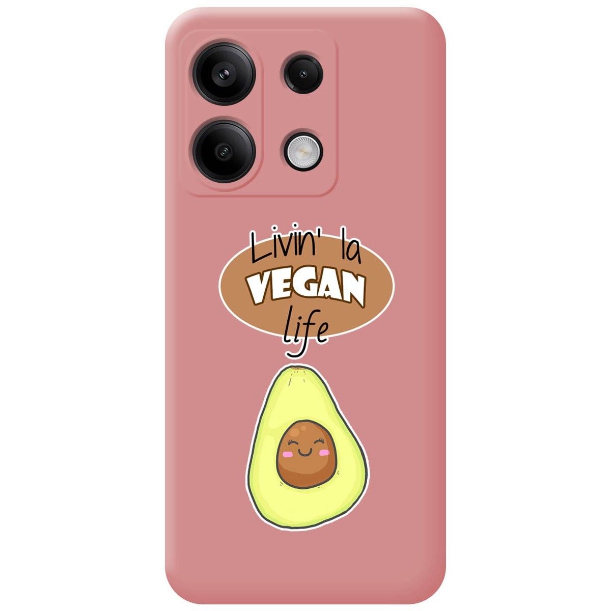 Funda Silicona Líquida Rosa para Xiaomi Redmi Note 13 Pro 5G diseño Vegan Life Dibujos