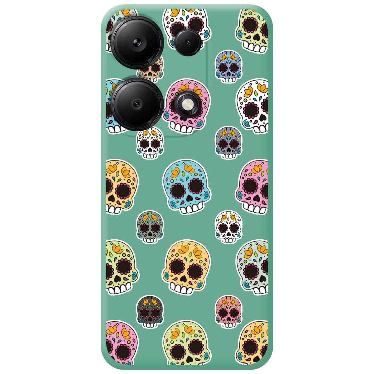 Funda Silicona Líquida Verde para Xiaomi Redmi Note 13 Pro 4G diseño Catrina Dibujos