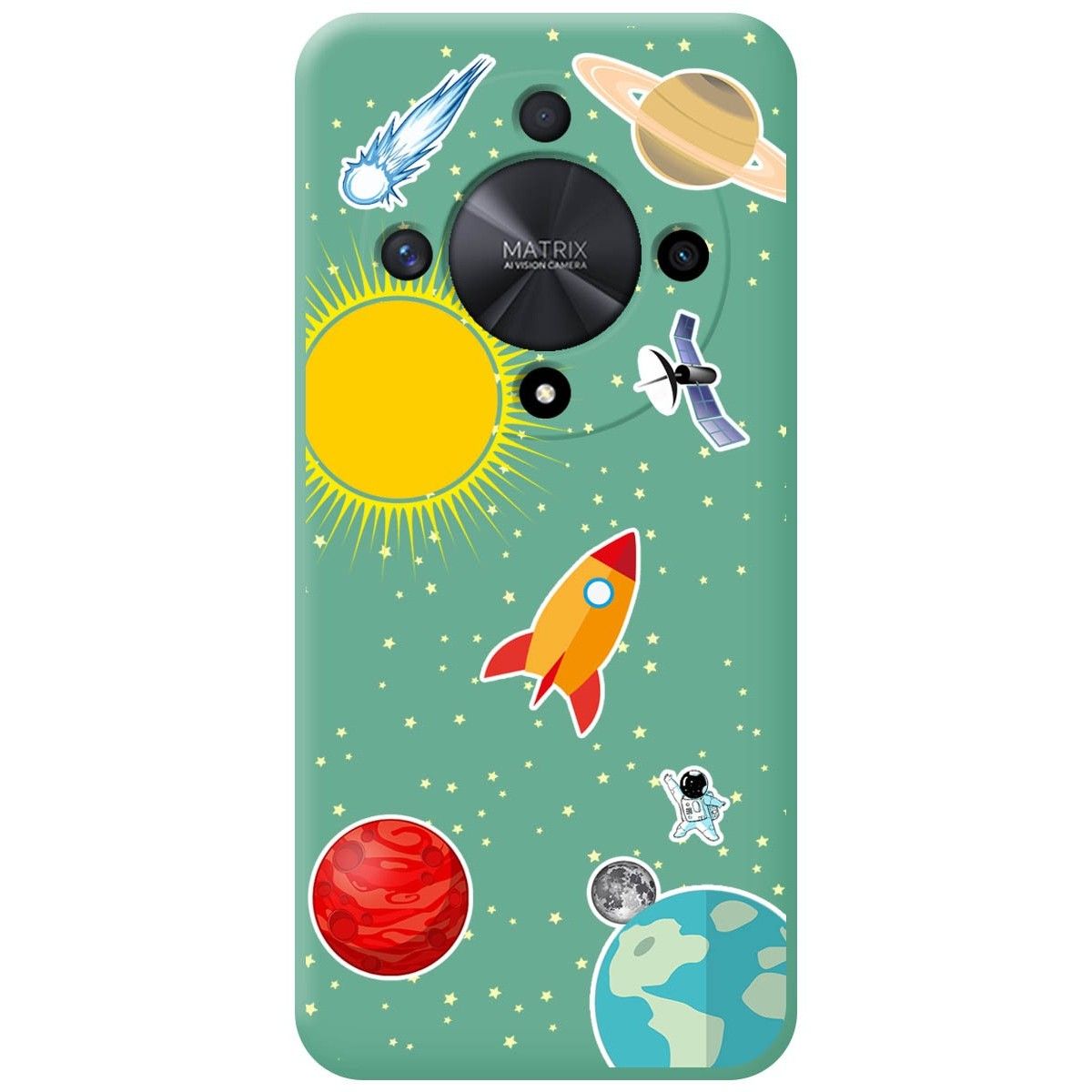 Funda Silicona Líquida Verde para Huawei Honor Magic 6 Lite 5G diseño Espacio Dibujos