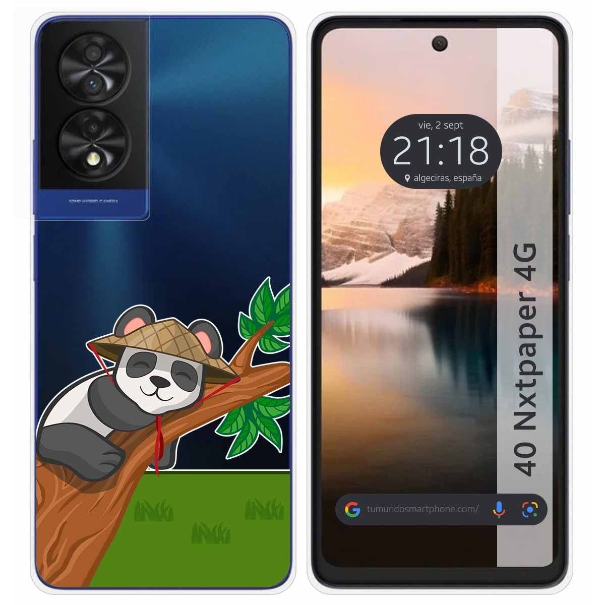 Funda Silicona Transparente para TCL 40 NXTPAPER diseño Panda Dibujos