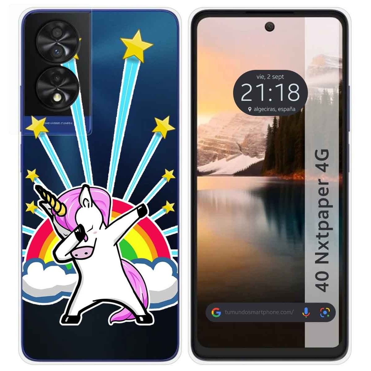 Funda Silicona Transparente para TCL 40 NXTPAPER diseño Unicornio Dibujos