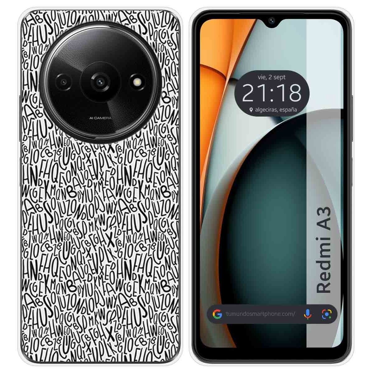 Funda Silicona para Xiaomi Redmi A3 diseño Letras Dibujos