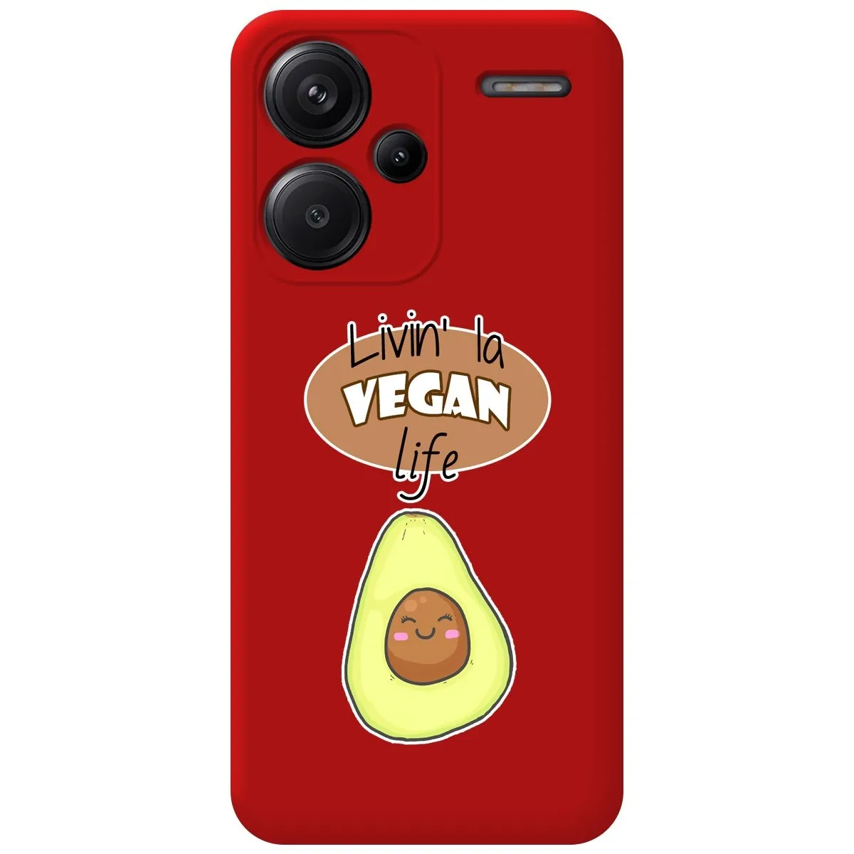 Funda Silicona Líquida Roja para Xiaomi Redmi Note 13 Pro+ Plus 5G diseño Vegan Life Dibujos