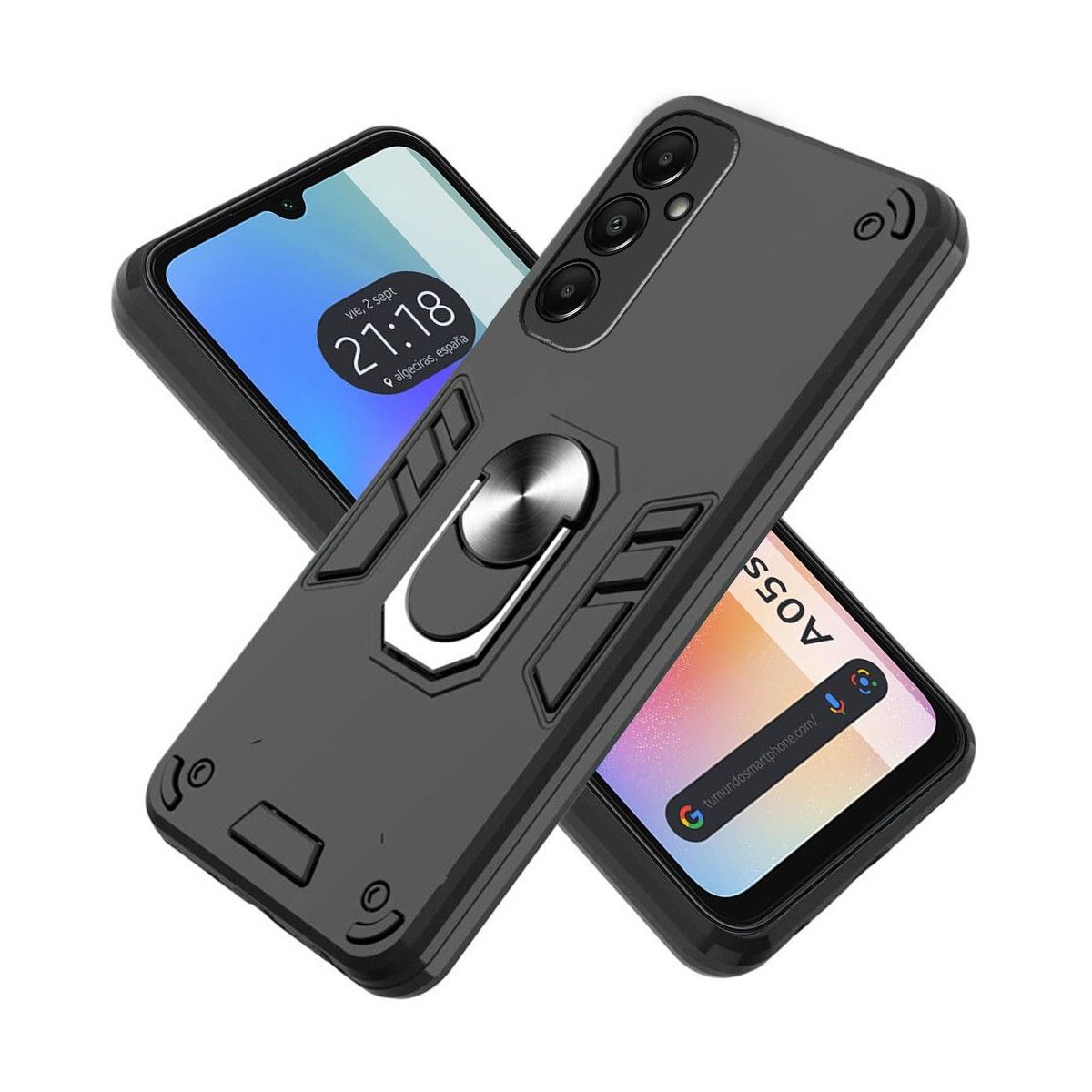 Funda Tough Armor con Anillo Giratorio Negra para Samsung Galaxy A05s