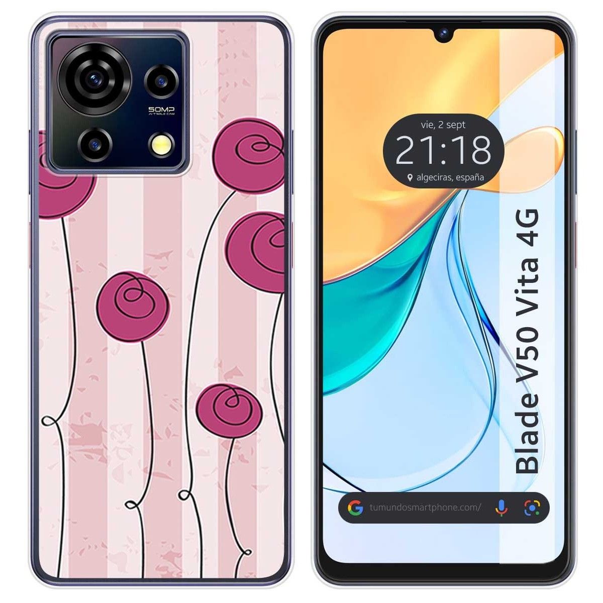 Funda Silicona para Zte Blade V50 Vita 4G diseño Flores Vintage Dibujos