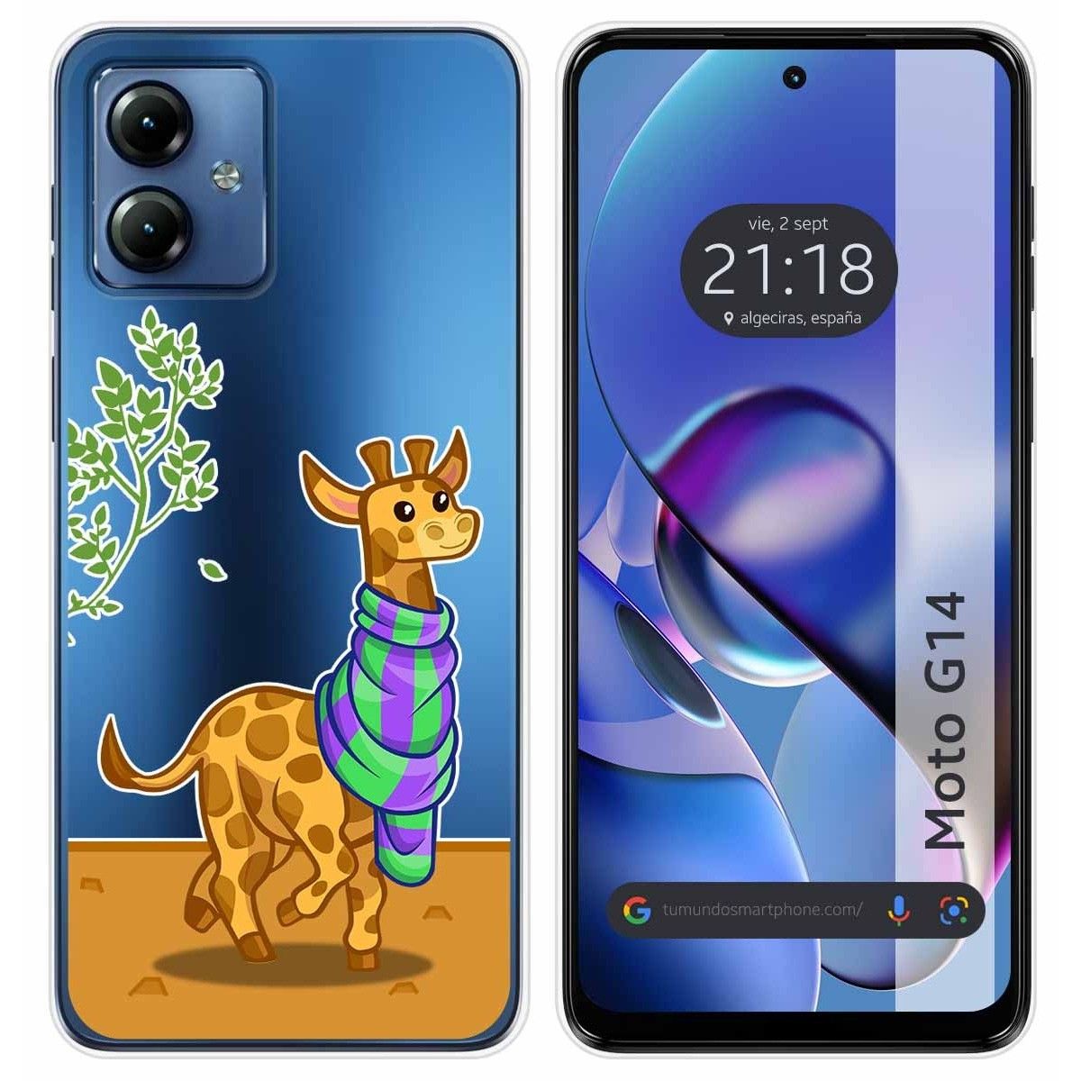 Funda Silicona Transparente para Motorola Moto G14 diseño Jirafa Dibujos