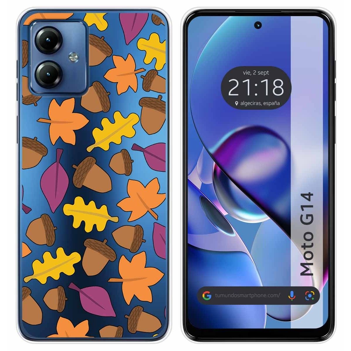 Funda Silicona Transparente para Motorola Moto G14 diseño Otoño Dibujos